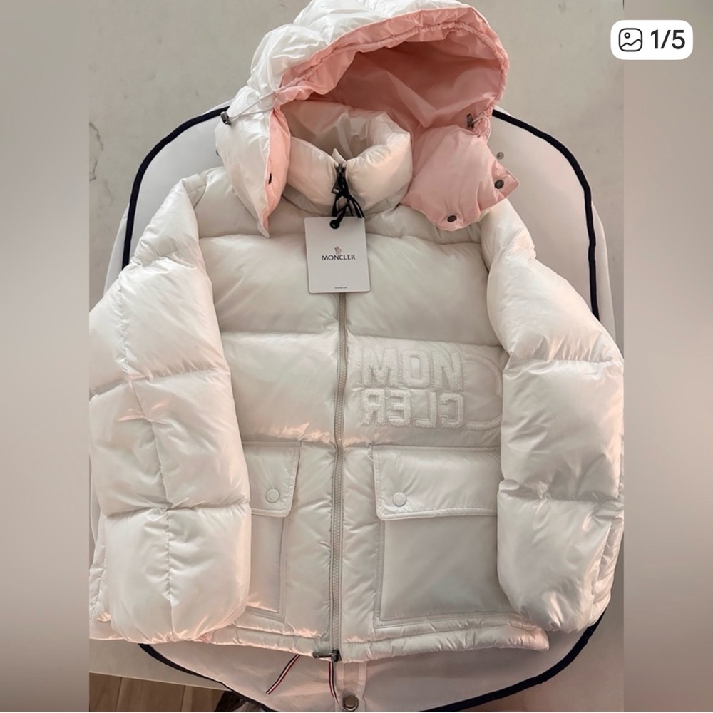 Moncler Ivory and Blush Puffer Jacket